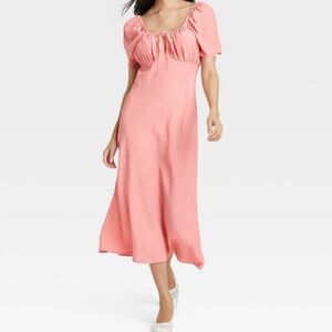 A New Day Women’s Midi Sundress in Coral Polka Dots